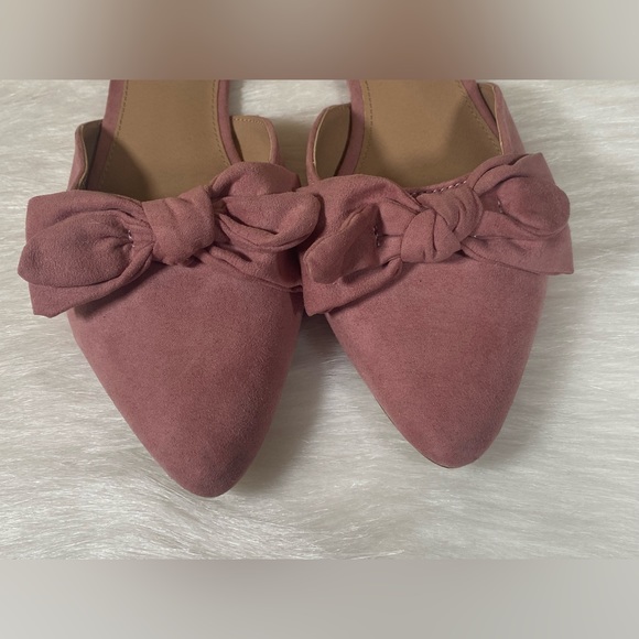 Loft Pink Faux Suede Knot Tie Mules Sandals Closed Toe Size 9M *READ* - Picture 8 of 8
